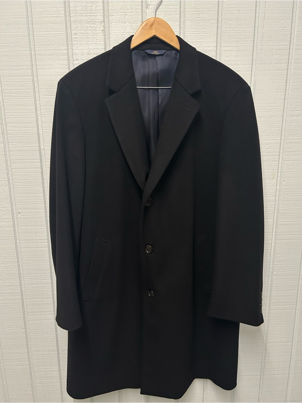Brooks Brothers Black Long Trench Coat with Tailored Silhouette 100% Wool